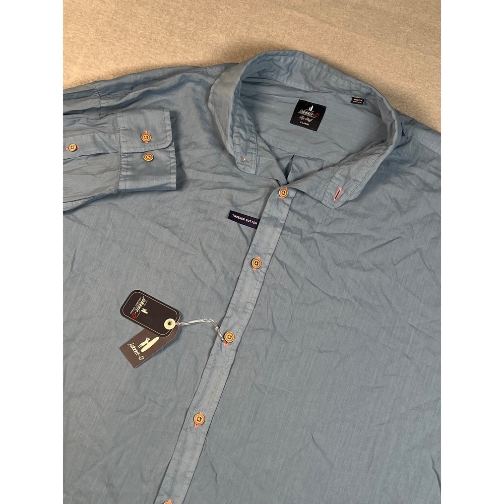 johnnie-O Mens X-Large Button Down Shirt Top Shelf Laguna Blue Cotton Modal